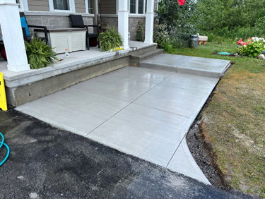 broom finished concrete walkway