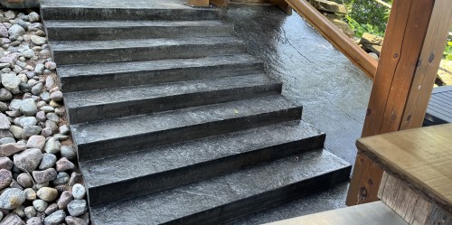 black stamped concrete steps