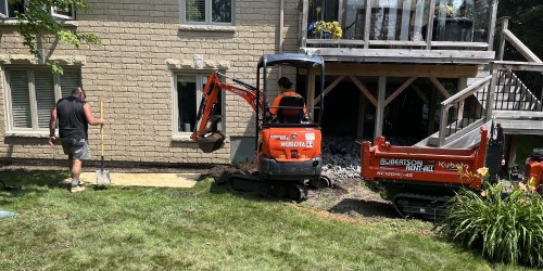 digging with mini excavator