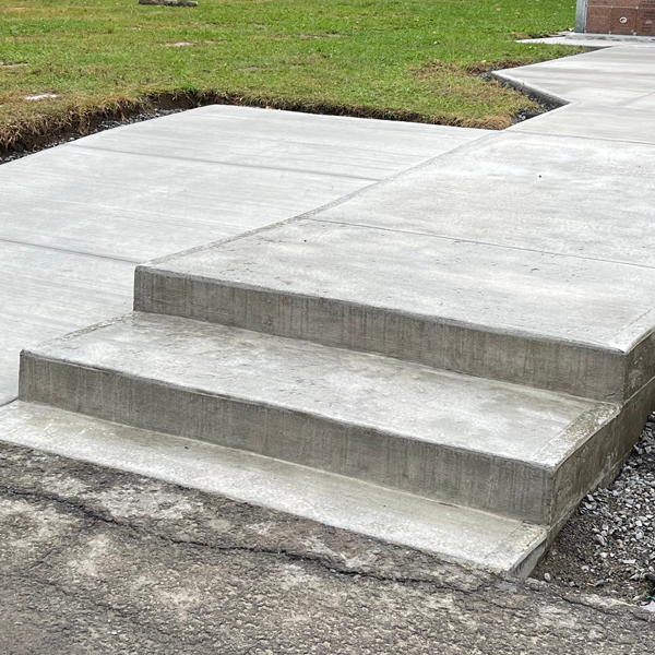 broom finished concrete steps