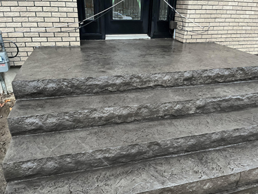 stamped concrete steps with textured face